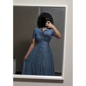 Mango Lyocell Denim Button Down Maxi Dress